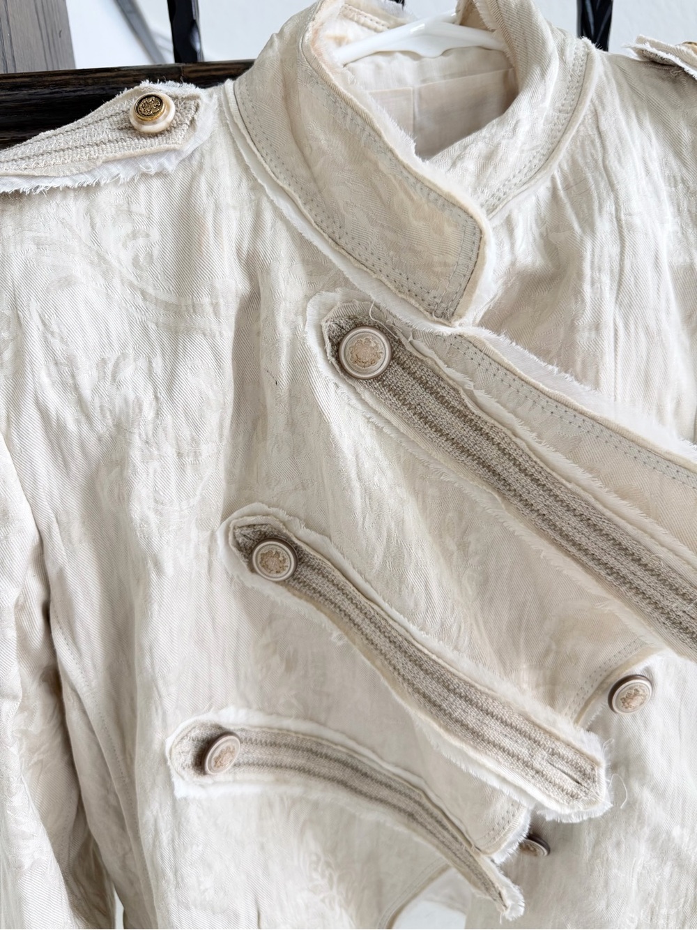 Ivory Military-Style Embroidered Jacket - Picture 9 of 11